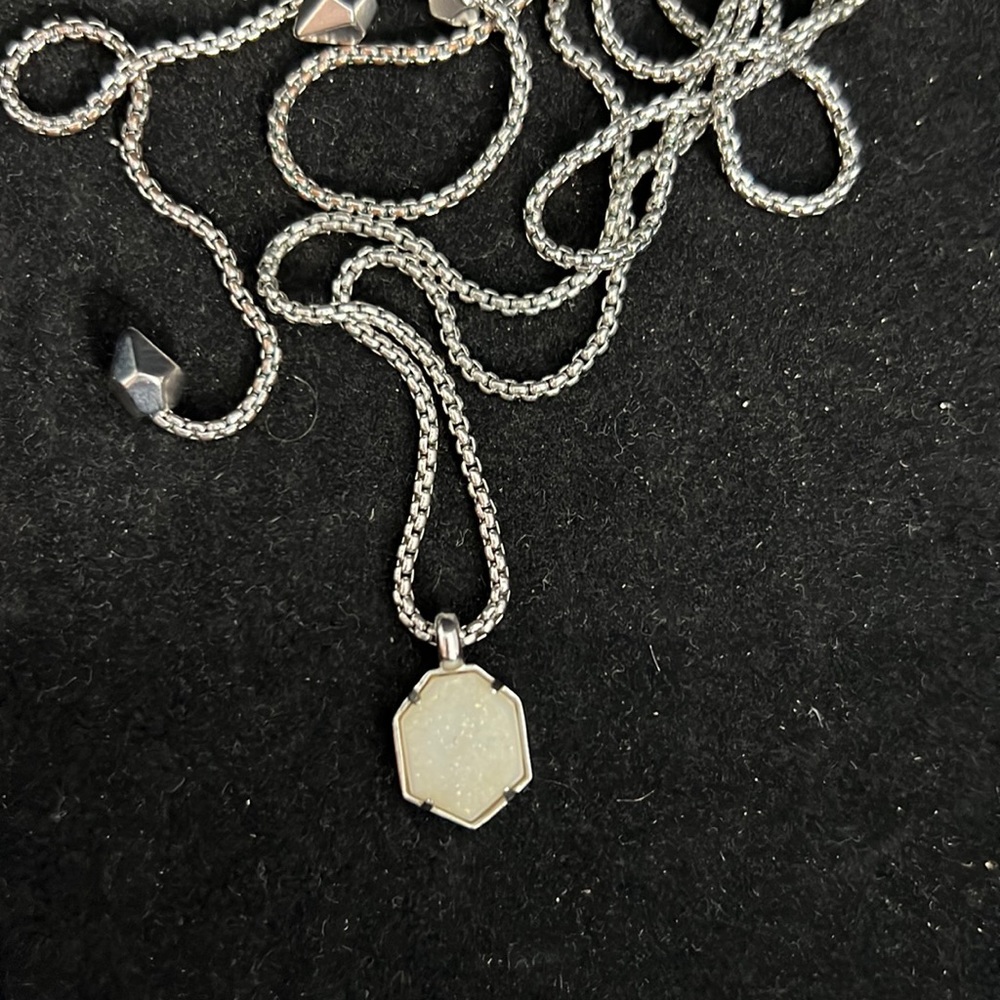 Kendra Scott white glimmer stone adjustable sterling silver necklace